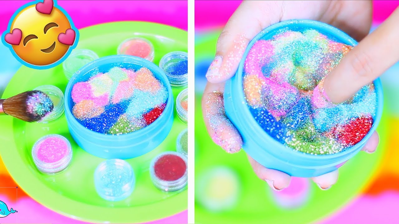 Satisfying Multicolor Slime Combine Using Glitter Pigments Only