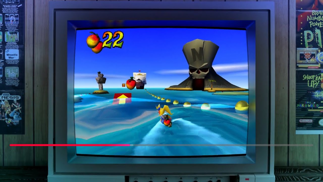 Retroarch Immersive TV Bezel - Crash Bandicoot Warped + Team Racing (PS1) Demo Attract