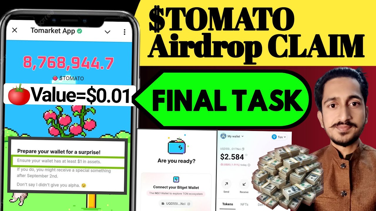 $TOMATO Airdrop Claim 🤑 Connect Bitget Wallet Full Process | Tomarket Airdrop Snapshot Final Task 🍅🍅