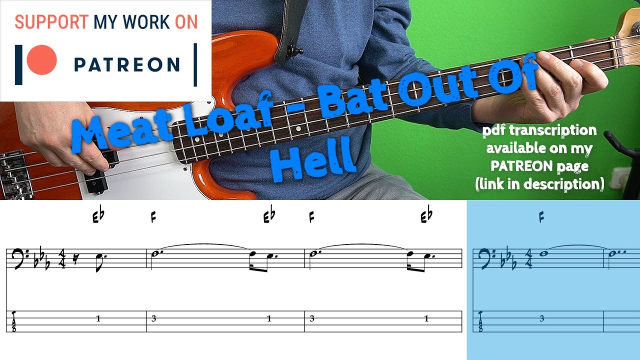 Meat Loaf - Bat Out Of Hell (Bass cover with tabs)
