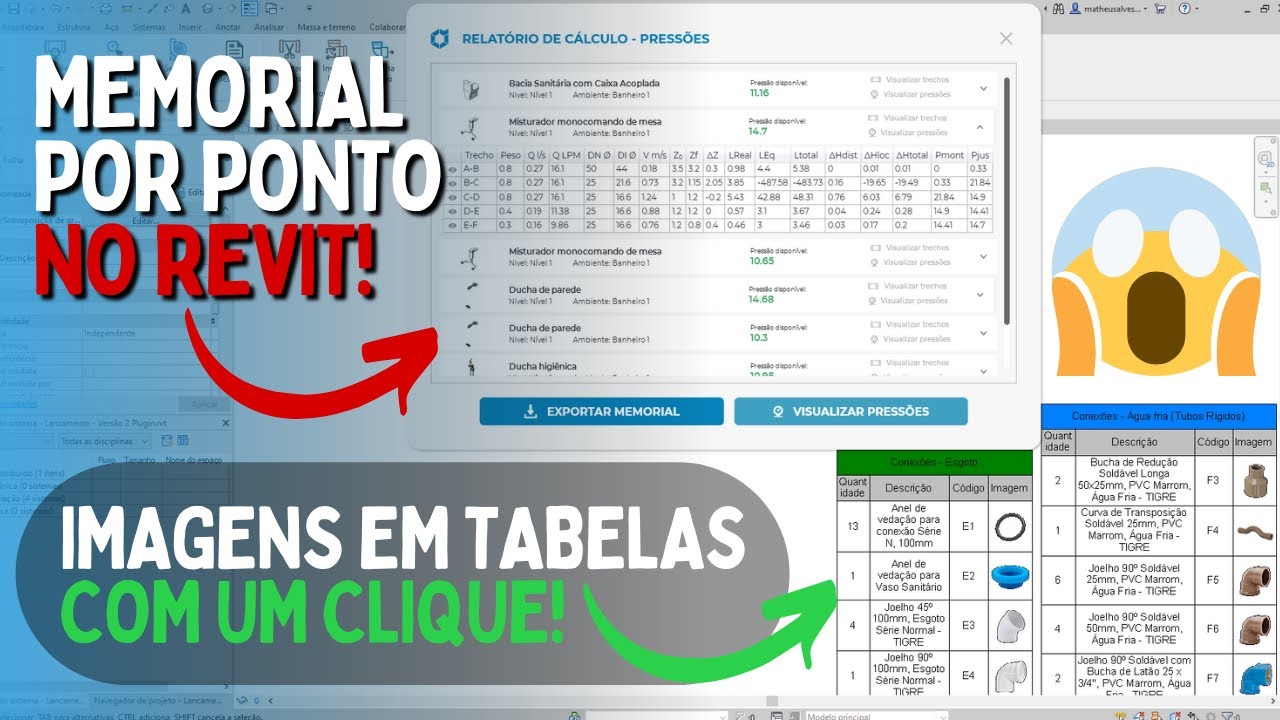 Plug-in DarivaBIM 1.2 - Análise de pressão por trecho no Revit, imagens em tabelas e mais!