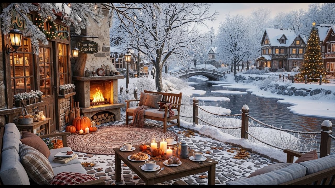 Soft Winter Jazz ❄ Cozy Lakeside Porch Ambience for Relaxation and Peaceful Moods