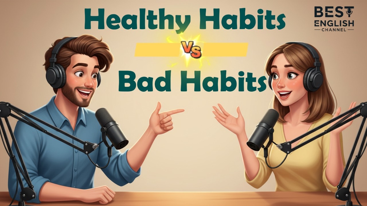 Healthy Habits vs Bad Habits - Easy Podcast Conversation | #englishpodcast
