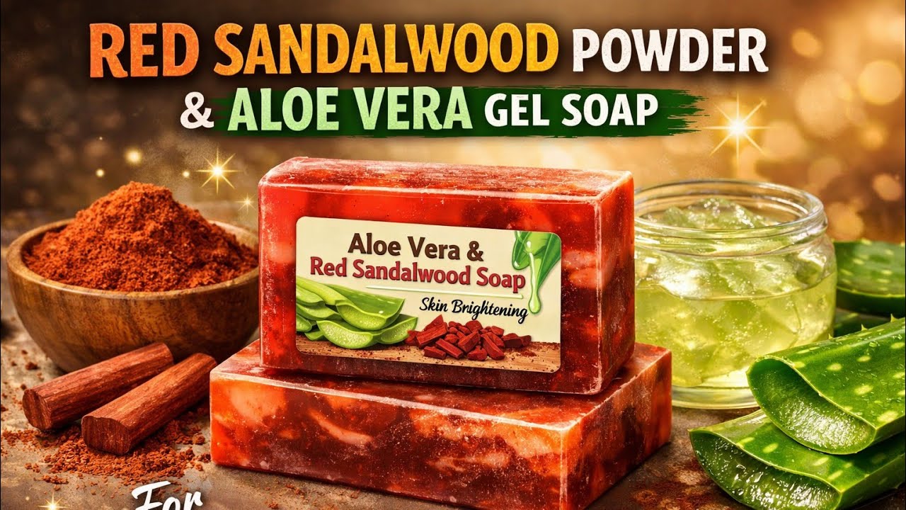 Red sandal wood powder soap making videos.