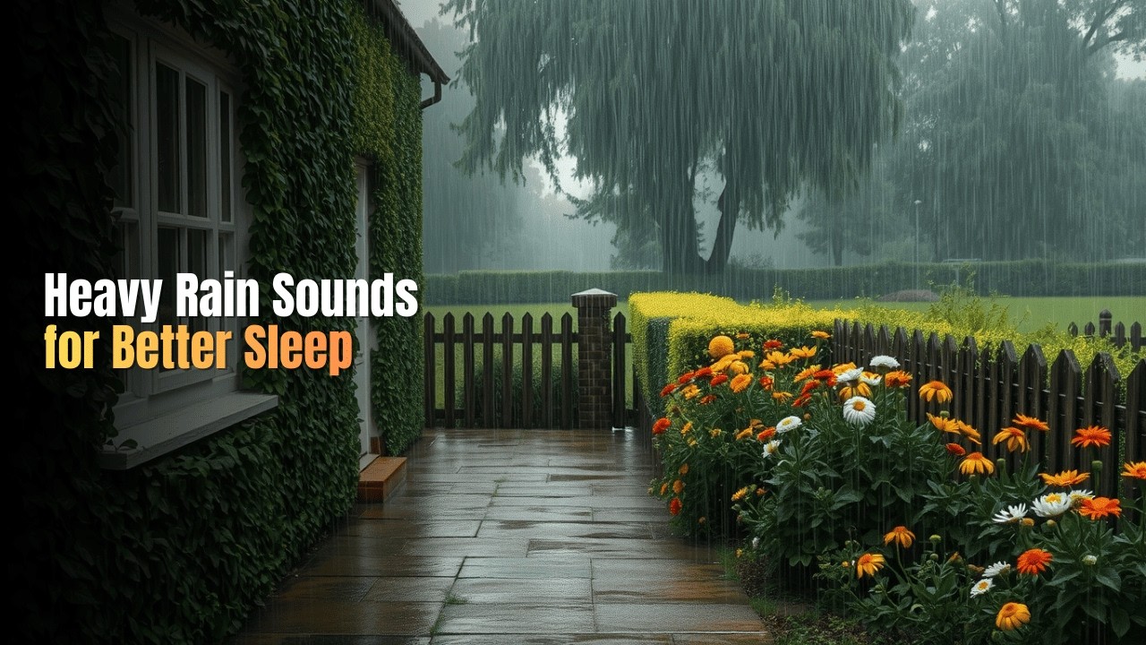 Night Thunderstorm in a Lush Cottage Garden 🌙 Heavy Rain Sounds for Better Sleep | Cozy Keys Sleep