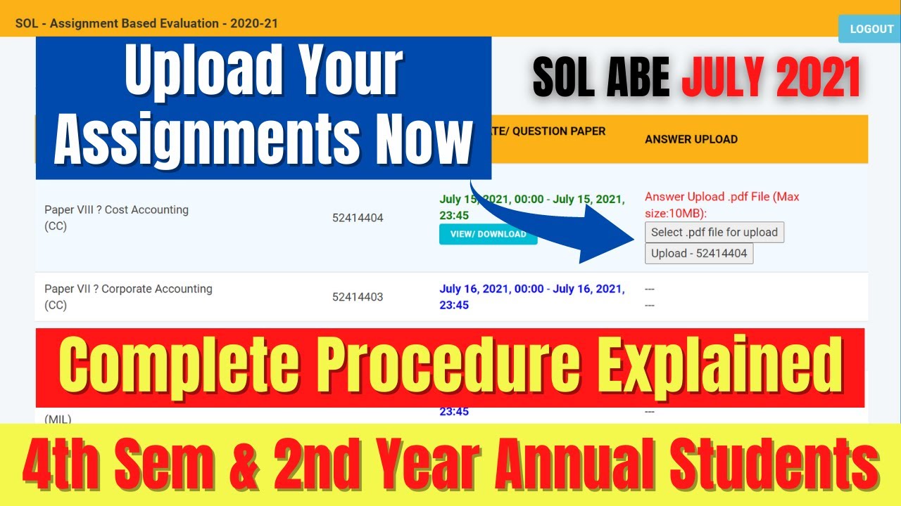 DU SOL ABE July 2021 | Upload Your Assignments | Complete Procedure Explained | SOL Reporter.