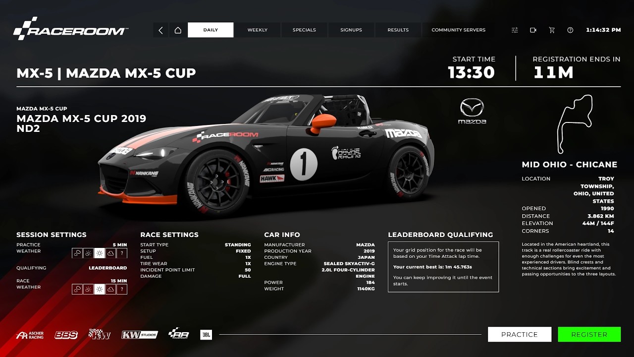 Raceroom Racing Experience. Interlagos GP. Mazda MX-5 Cup