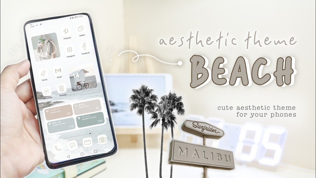 🐚 how to have an aesthetic phone  - white beach theme (widgets and customized icons)
