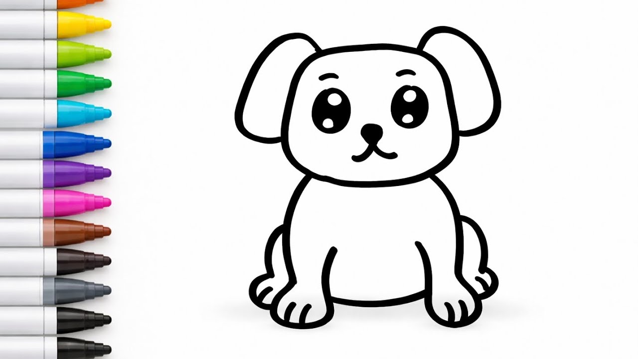 Cute Dog 🐶 & Cute Crab 🦀 Drawing for Kids | Easy Drawing & Coloring