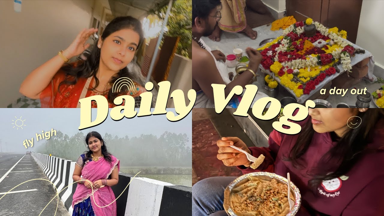 Aesthetic Daily Vlog 🌸 | Temple Morning, Saree Moments #DailyVlog #telugu #teluguvlogs #minivlog 