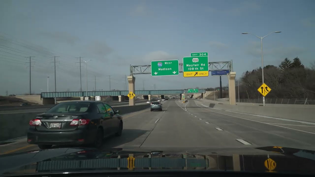 Oak Creek to I-94/I-41/I-43 Highways Waukesha (No Talk, No Music) 4K POV ASMR