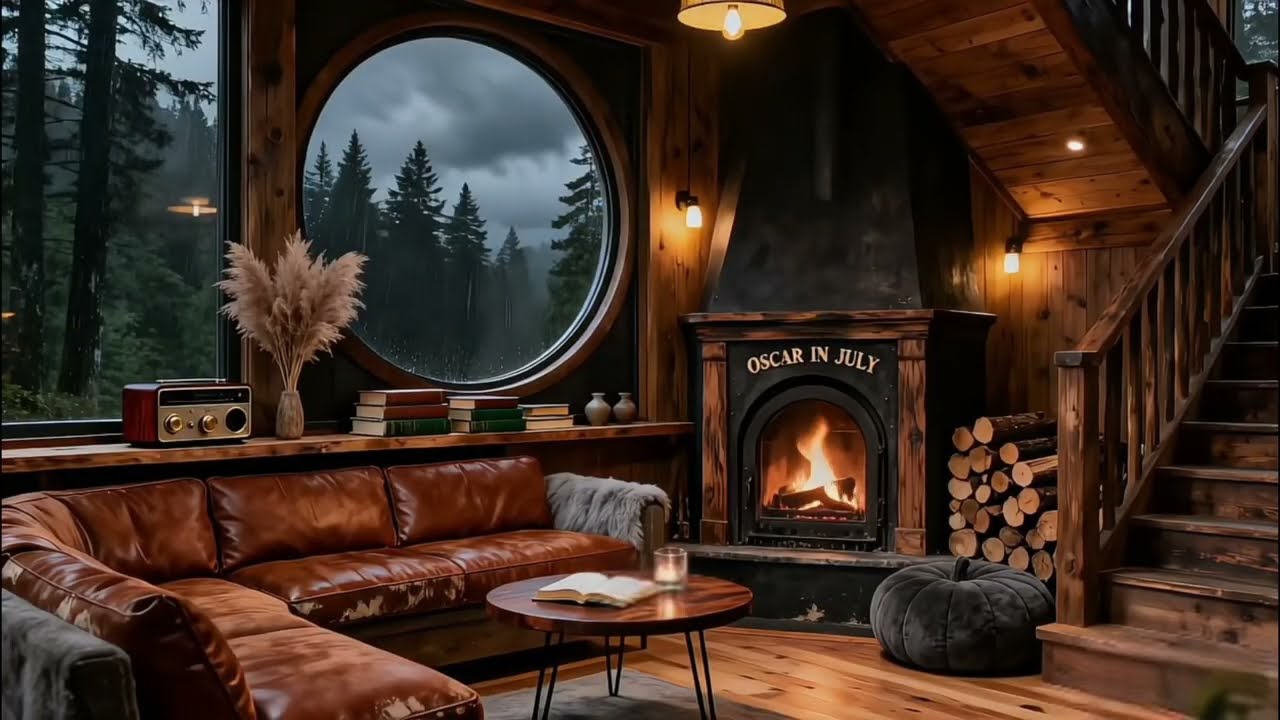Deep Sleep Piano + Rain Sounds (3H) | Fireplace Cabin Ambience for Insomnia & Night Calm