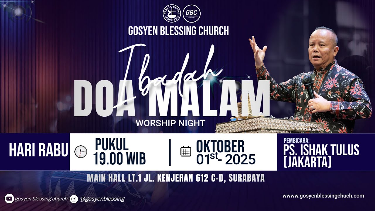 IBADAH DOA MALAM  GBC  | 01 Oktober 2025 I Ps. Ishak Tulus (Jakarta)