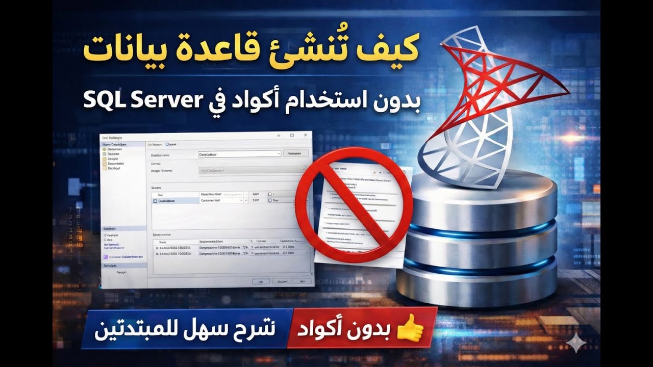 بدون كود: كيفية إنشاء قاعدة بيانات على SQL Server