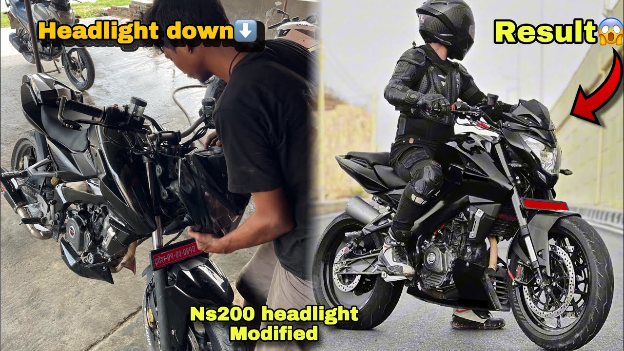 Ns200 headlight down modification|how to down headlight on ns200⬇️