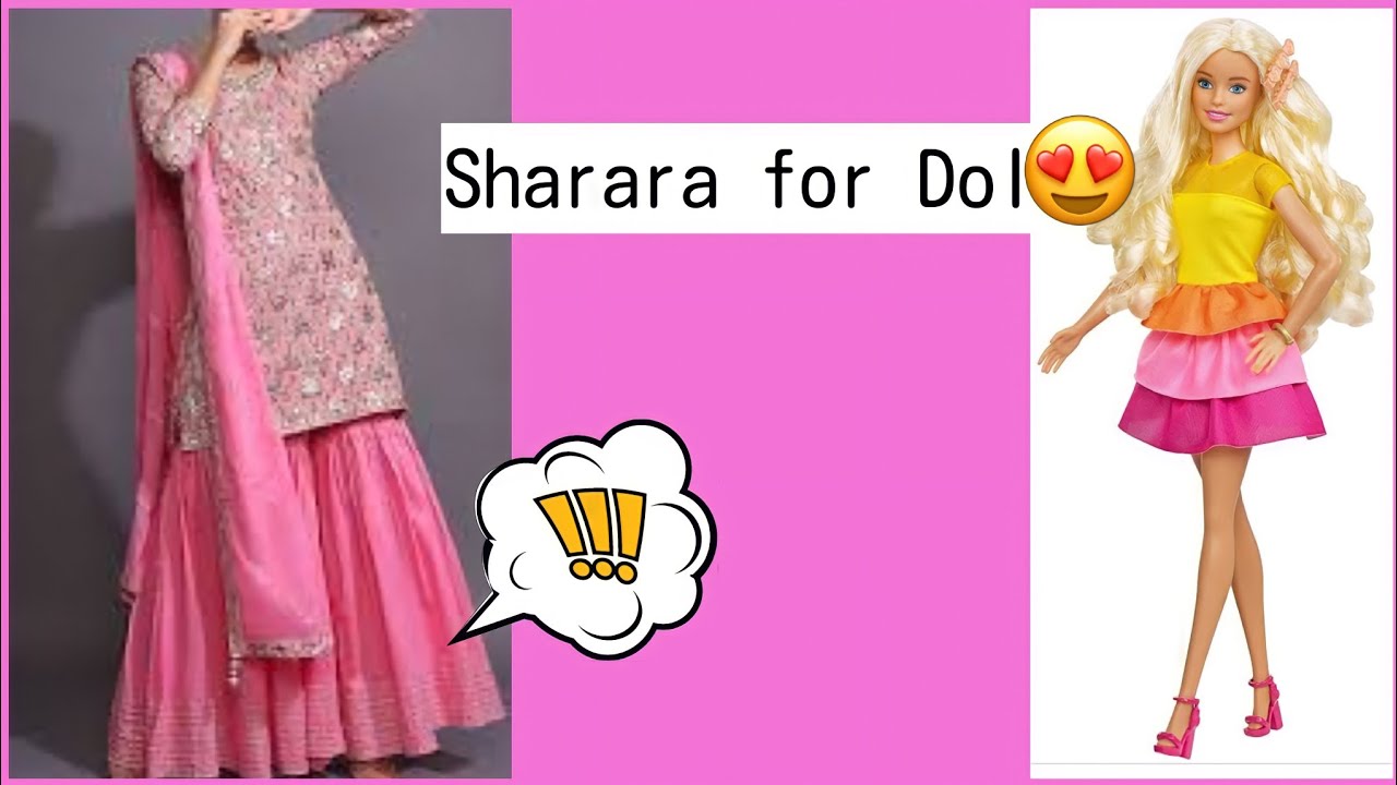doll ka Sharara suit| (easy trick) Barbie Queens