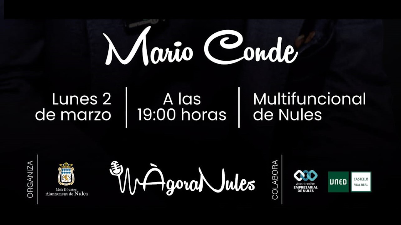 MARIO CONDE PROTAGONITZARÀ LA NOVA CONFERÈNCIA DEL CICLE ÀGORA NULES