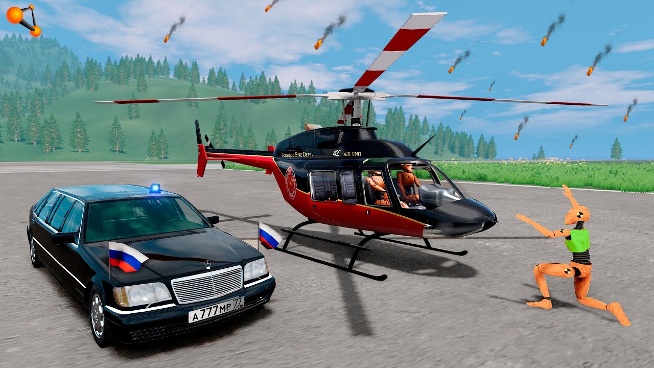 ОГНЕННЫЙ ДОЖДЬ! ОХРАНА ПЫТАЕТСЯ СПАСТИ ПРЕЗИДЕНТА  | BeamNG.drive