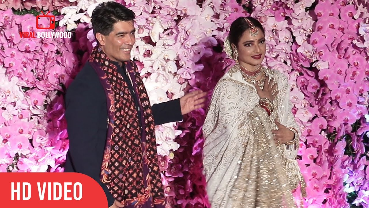 Rekha and Manish Malhotra At AKash Shloka Royal Wedding Reception