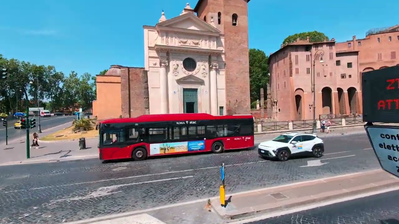 Street of Roma/Rome Italy double Decker bus.