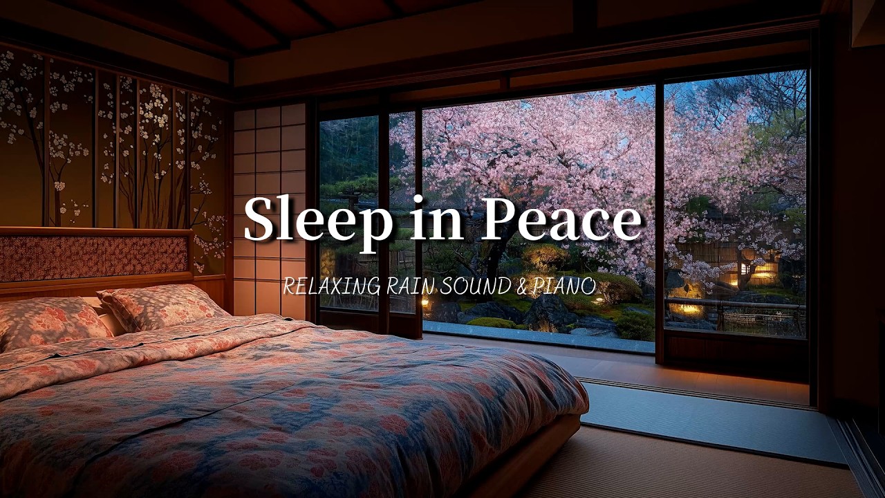 Peaceful Sakura Night in a Japanese Bedroom 🌸 Gentle Piano Music for Deep Sleep & Relaxation