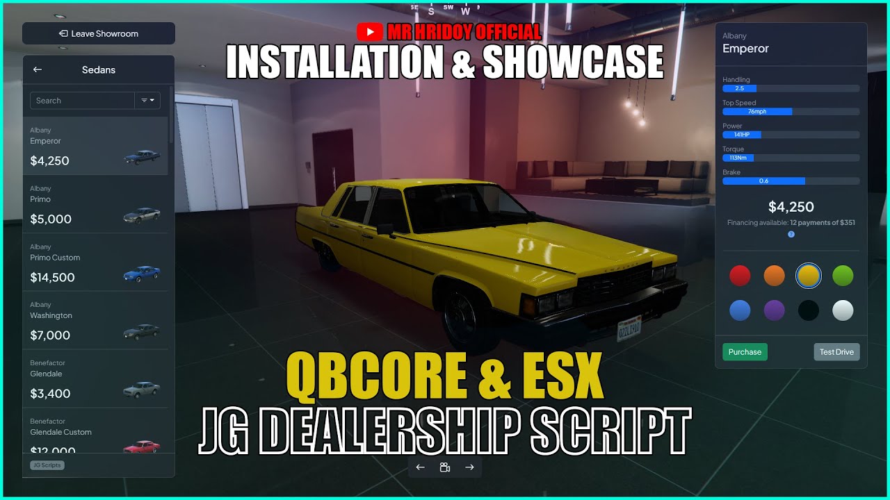 [QB/ESX] Vehicle Shop Script | Player Owned & Finance System | Installation & Showcase