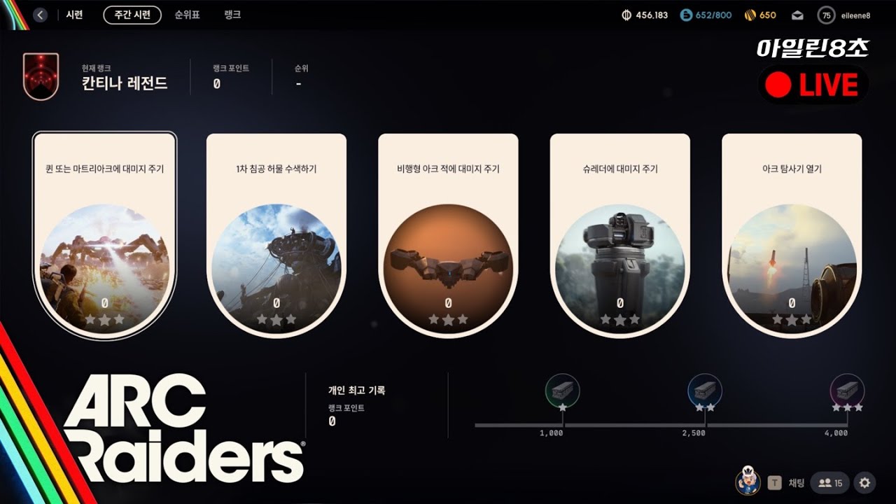 [아크 레이더스] 시련 칸티나 레전드 100위는 몇점일까?