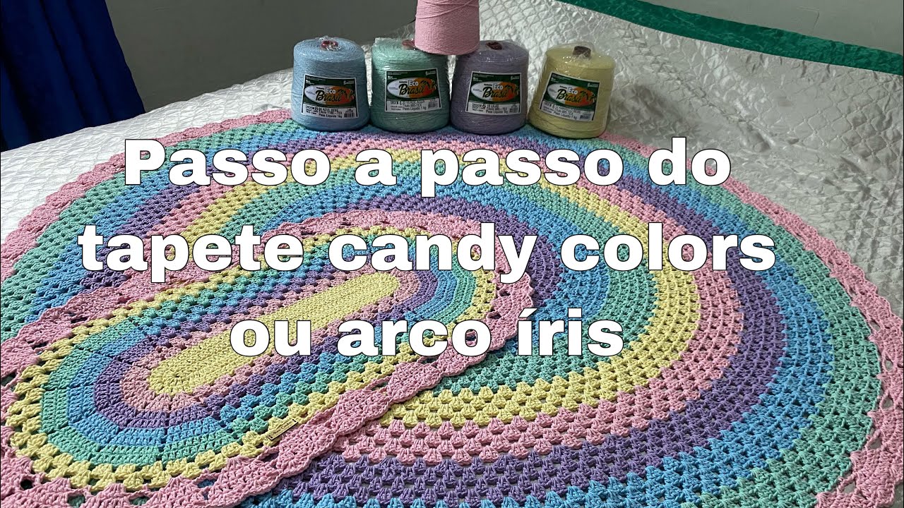 Passo a passo do tapete Candy colors ou arco íris ... tapete redondo simples