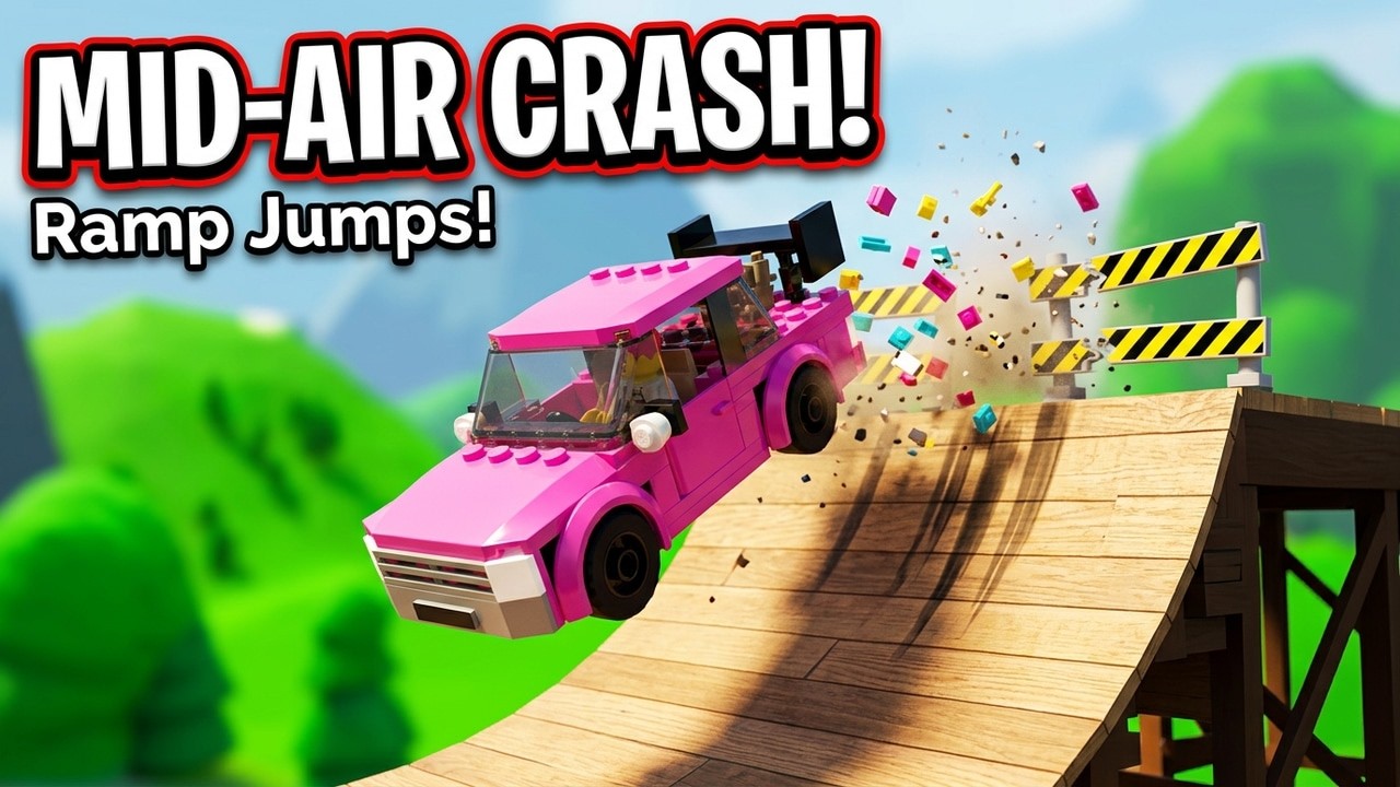 What Happens When LEGO Cars Crash Off a Giant Ramp?