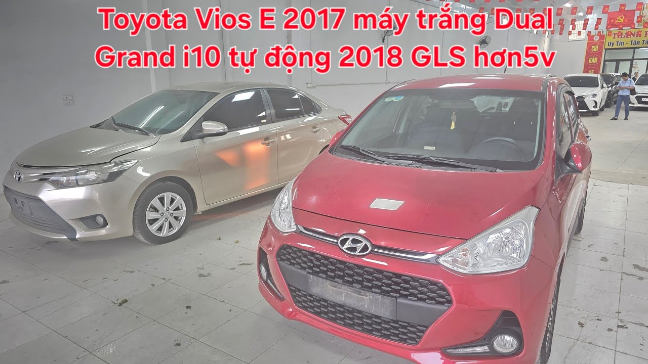 🚘 Toyota Vios E 2017 máy trắng Dual VVT-i giá rẻ | Grand i10 tự động 2018 GLS 4ABS hơn 5v 0913633466