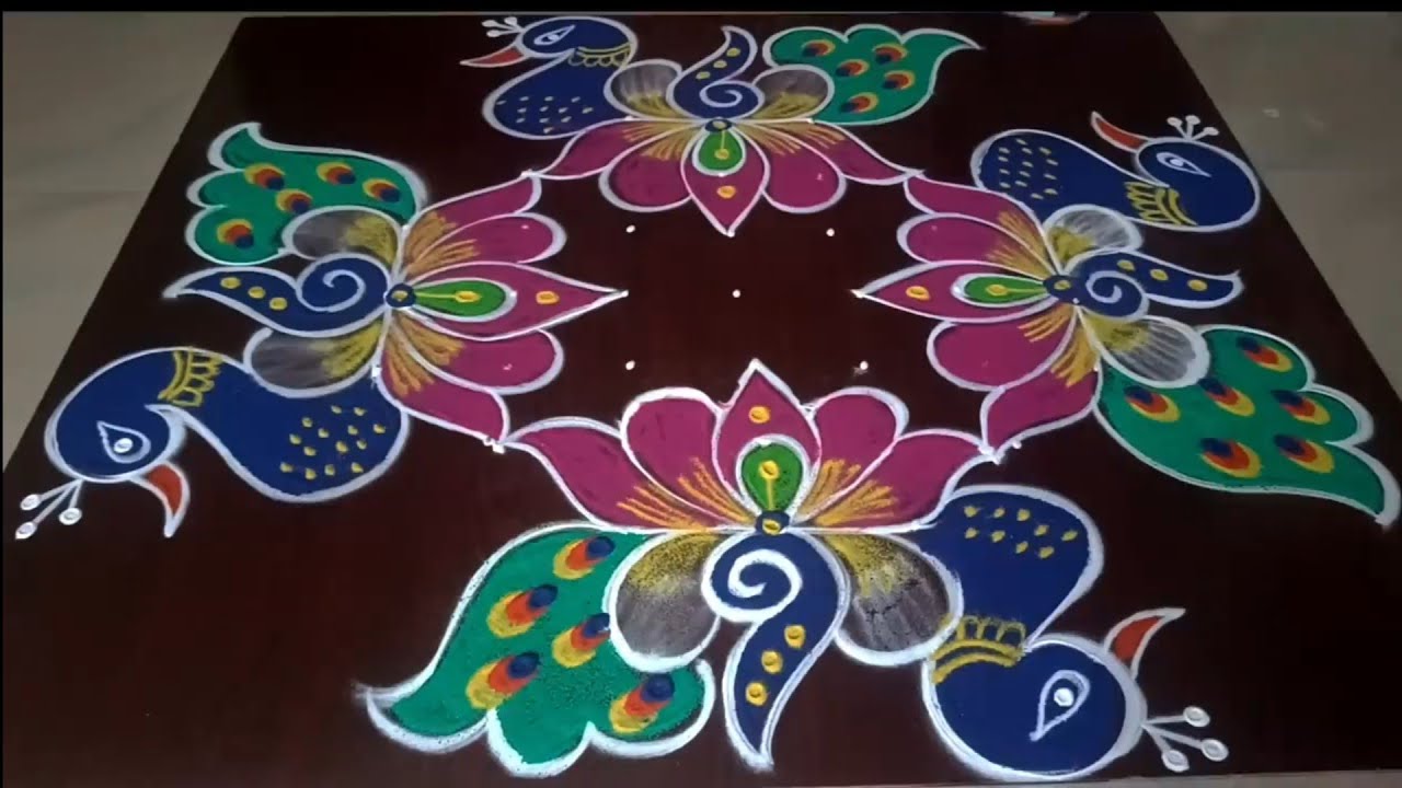 Simple and easy 7*3*3 rangolis design 🌺 rangoli muggulu 🌹 muggulu design 🪔 pandaga muggulu 🌹