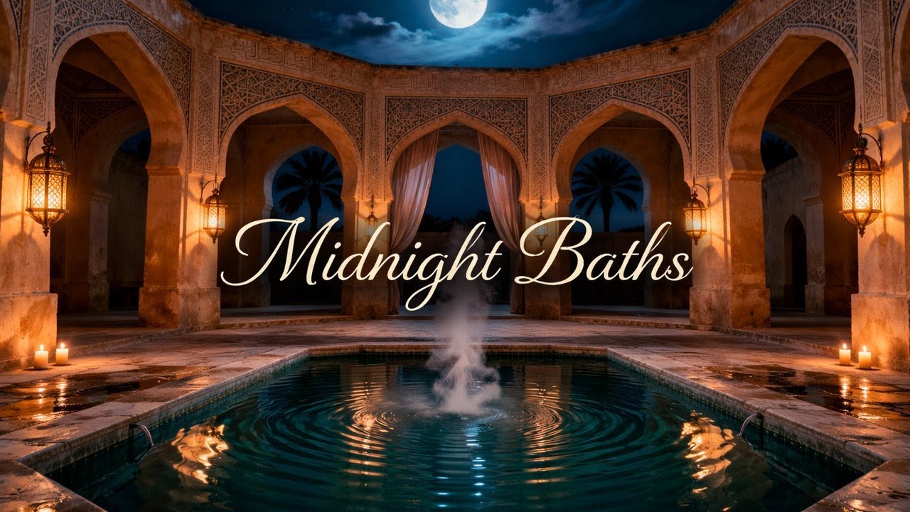 Midnight Baths at an Ancient Persian Palace 🌙 | Moonlit Spa Ambience, Water Sounds, Deep Relaxation