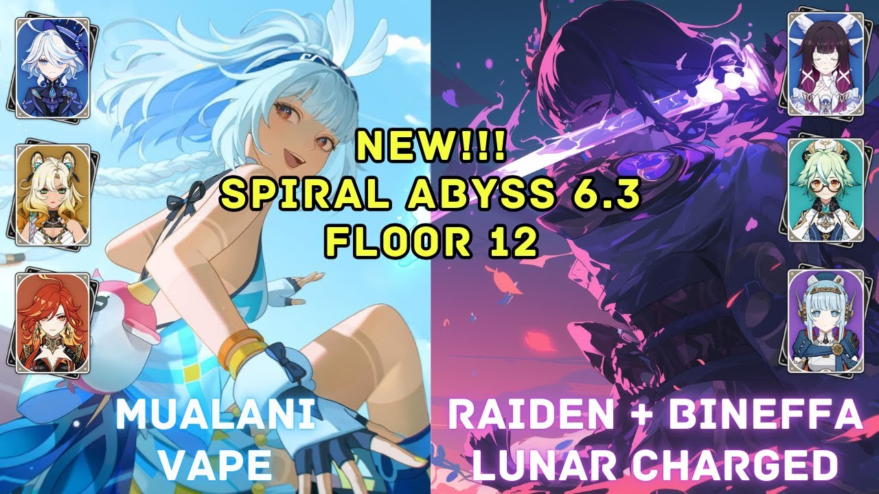 Genshin Impact 6.3 Spiral Abyss Floor 12 | C0 R1 Mualani Vape & C0 Raiden + Bineffa Lunar Charged