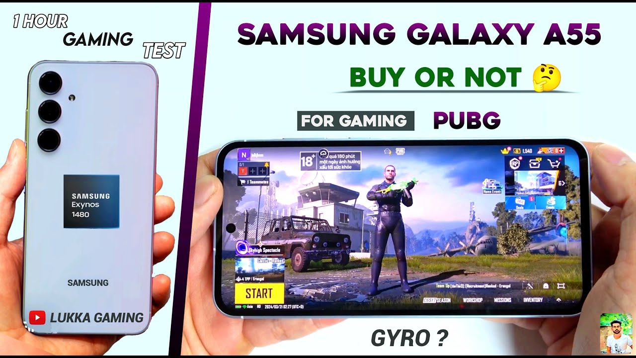 Samsung Galaxy A55 PUBG Test | BGMI Test |🔋Battery Test & Heating Test, Gyro Test ⚡