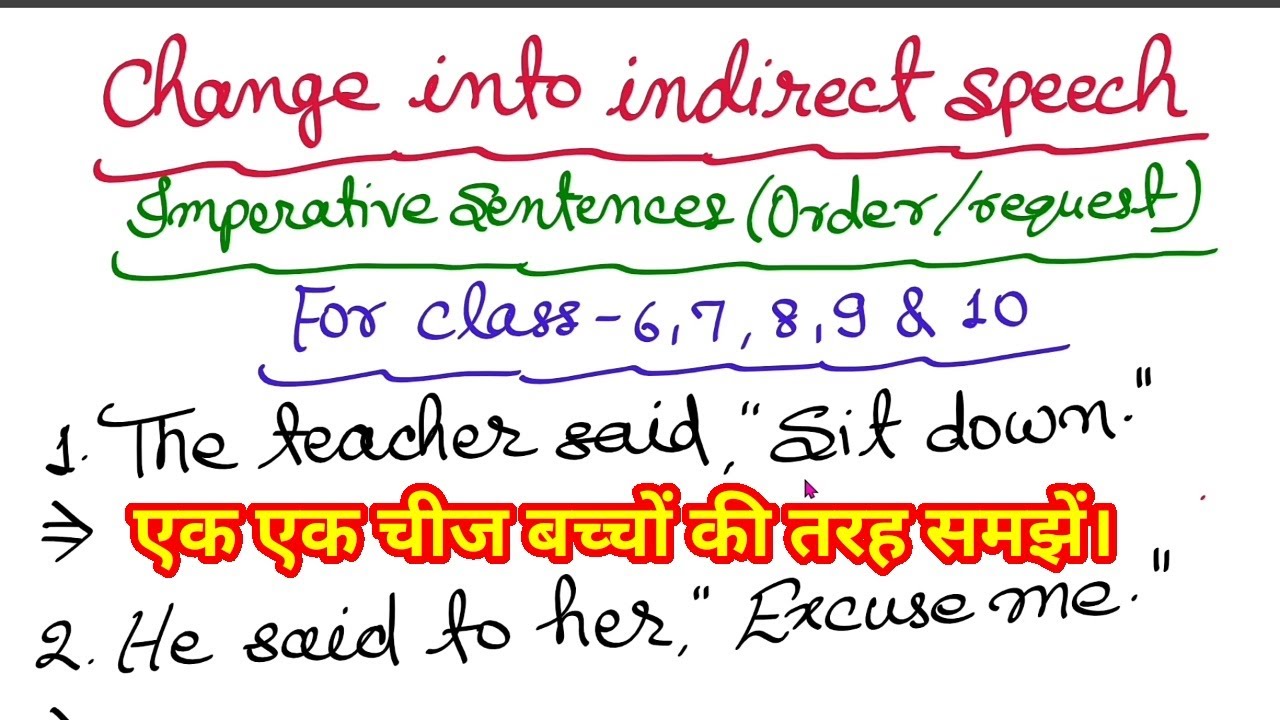 Direct and Indirect Speech Imperative Sentences/Narration in English Grammar