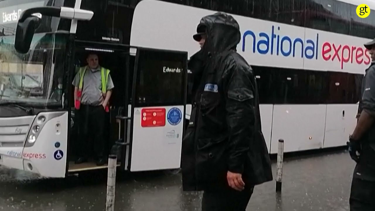 Cars and buses stuck as London roads flood in storm