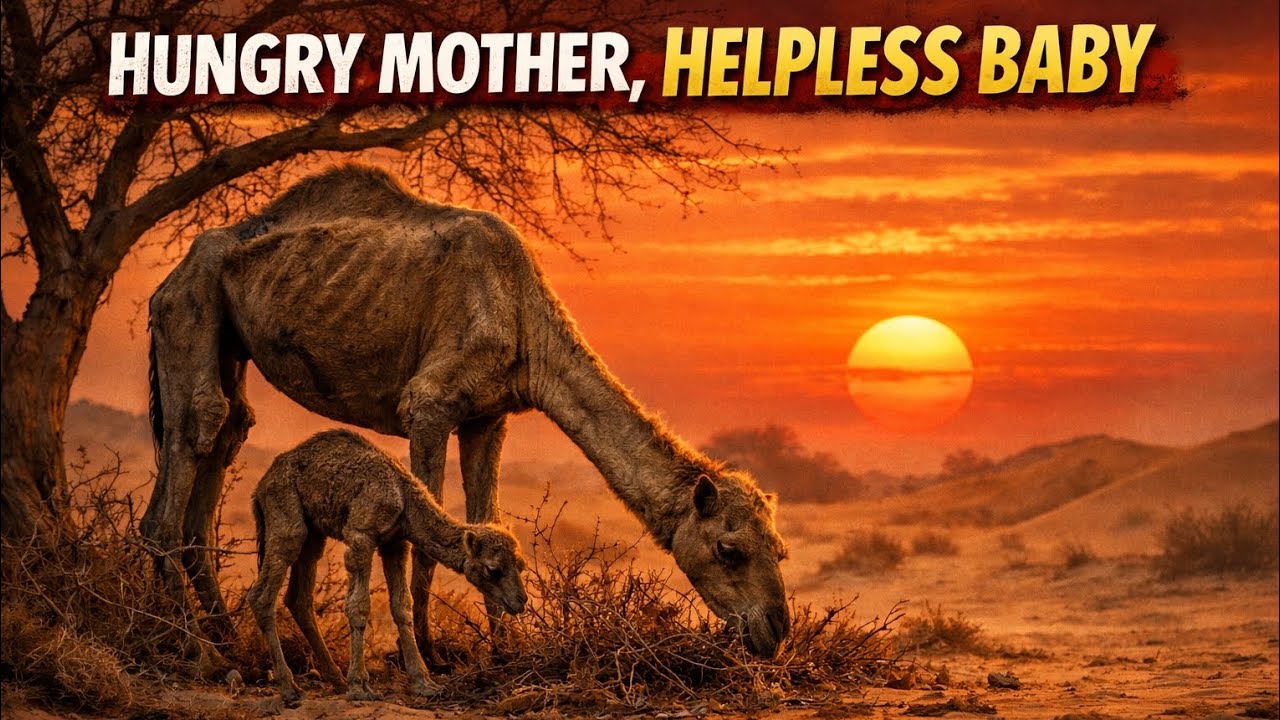 “Emotional Scene: Camel Mother and Baby Fighting Hunger in Thar”#camel 