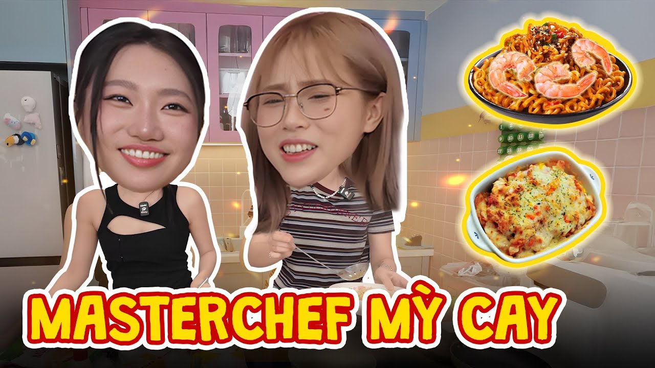 Rủ Mộng Cam vào bếp nấu mì trộn siêu cay. Chân mày MisThy 