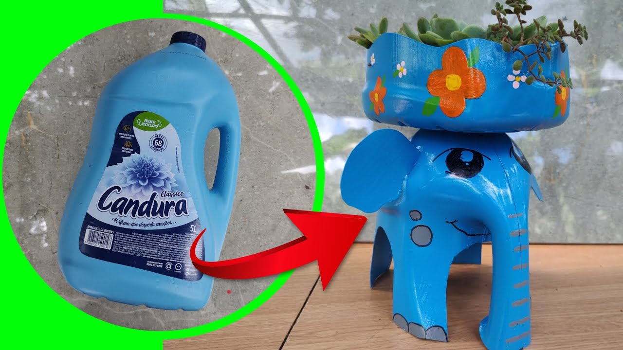 DIY - VASO ELEFANTE feito com vidro de AMACIANTE!!!