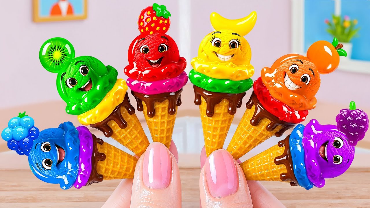 Easy & Delicious Fruit Ice Cream Cone & Chocolate 🍓🍫  Tiny Dessert Decorating Ideas