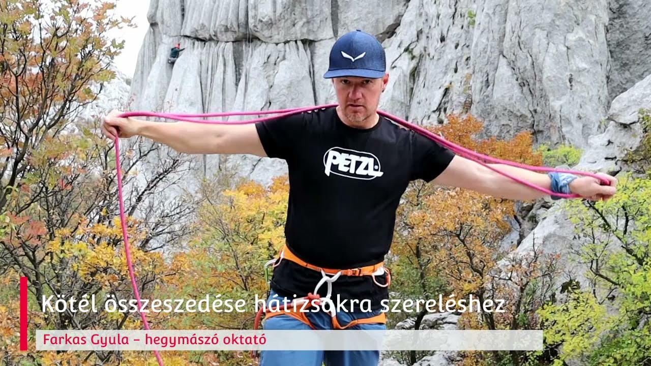 Mászókötél összeszedése hátizsákon cipeléshez - Rope collecting for carrying on backpack