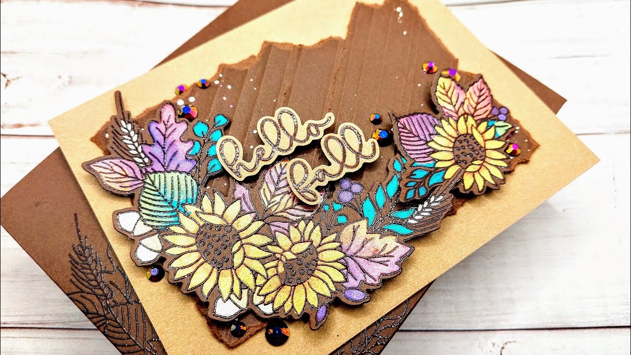 Fall Flowers | Coloring On Dark Cardstock With Finetec Metallic Watercolors