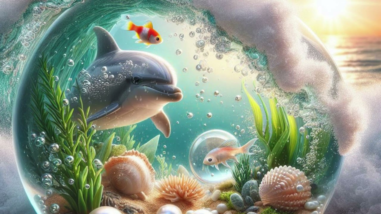 Soft Ocean Moment 🐬 | Dolphin Swimming with Fish