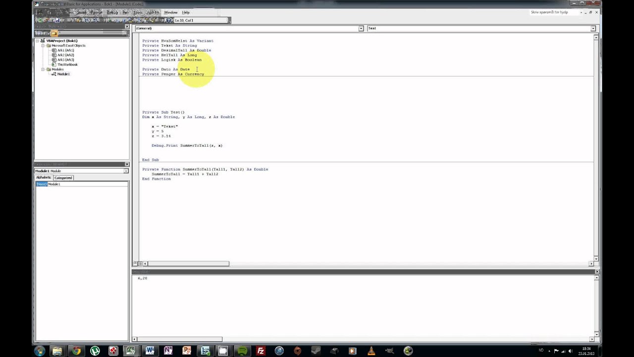 VBA 1 06 Datatyper, kommentering og konvensjoner