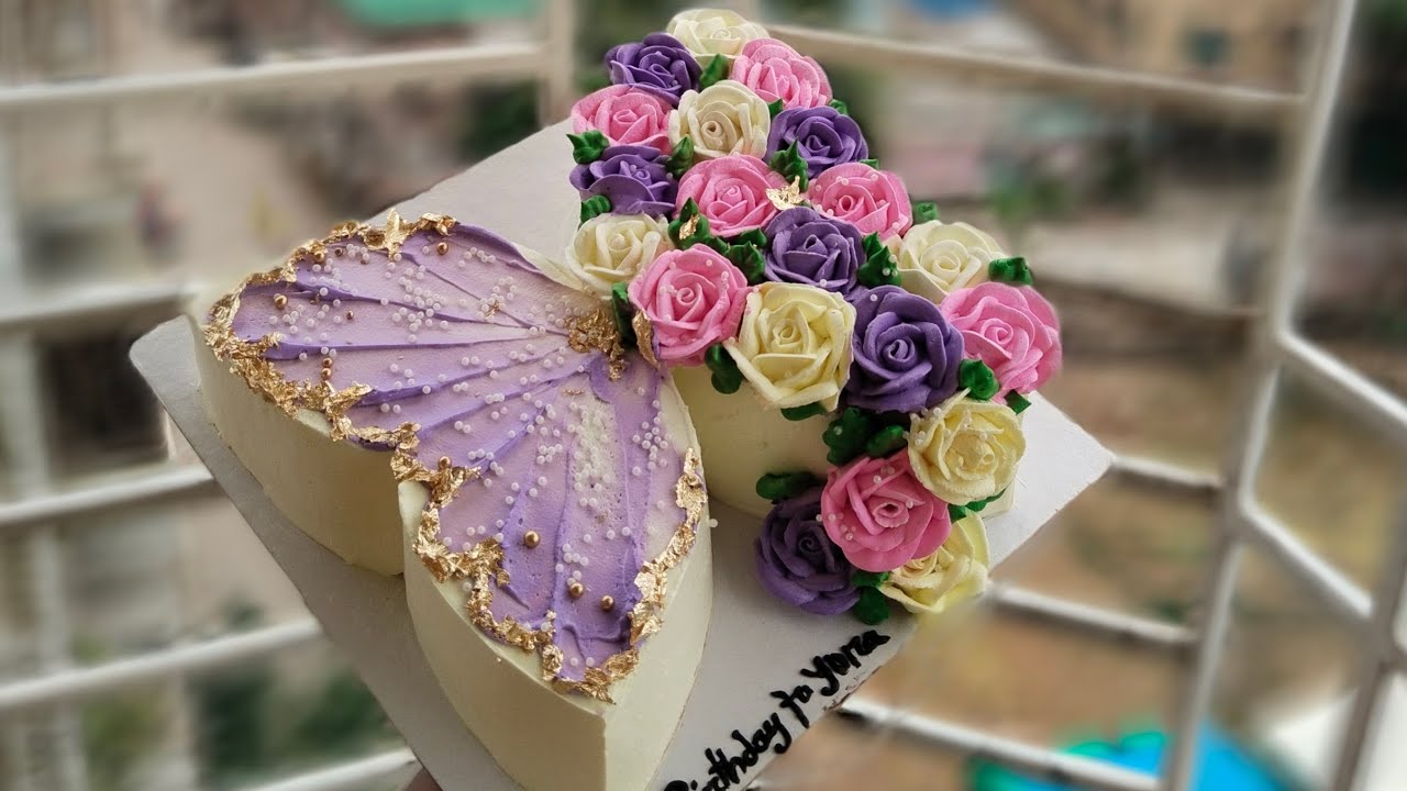 বাটারফ্লাই কেক #cake #cakenkitchen #foryou #cakedecorating #vairalvideo  #birthdaycake #cakedesign