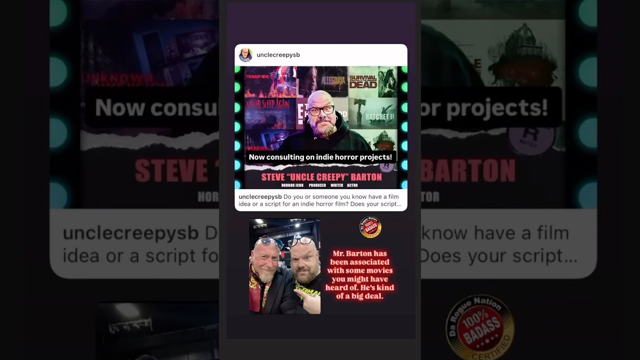 STEVE BARTON CONSULTING ON INDIE HORROR MOVIES #horrorcommunity