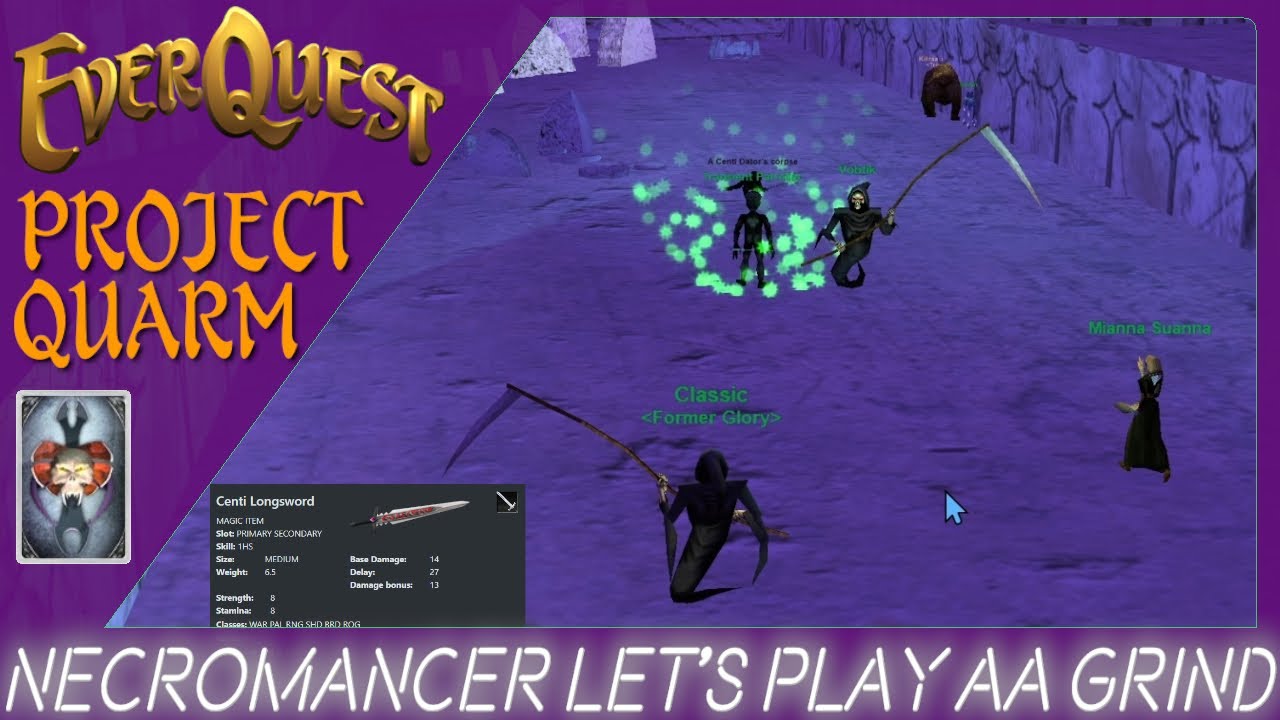 EverQuest Project Quarm | Necromancer Lvl 60 | Akeva Ruins  AA Grind | Item Droppage