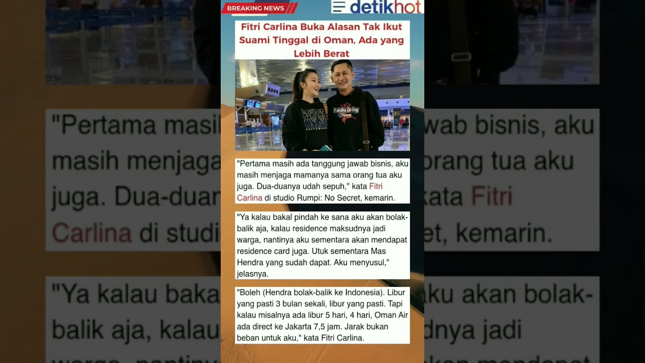 Fitri Carlina Tak Ikut Suami #artist #viral #fitricarlina #hendra #pilot #ldr #newupdate #netizen