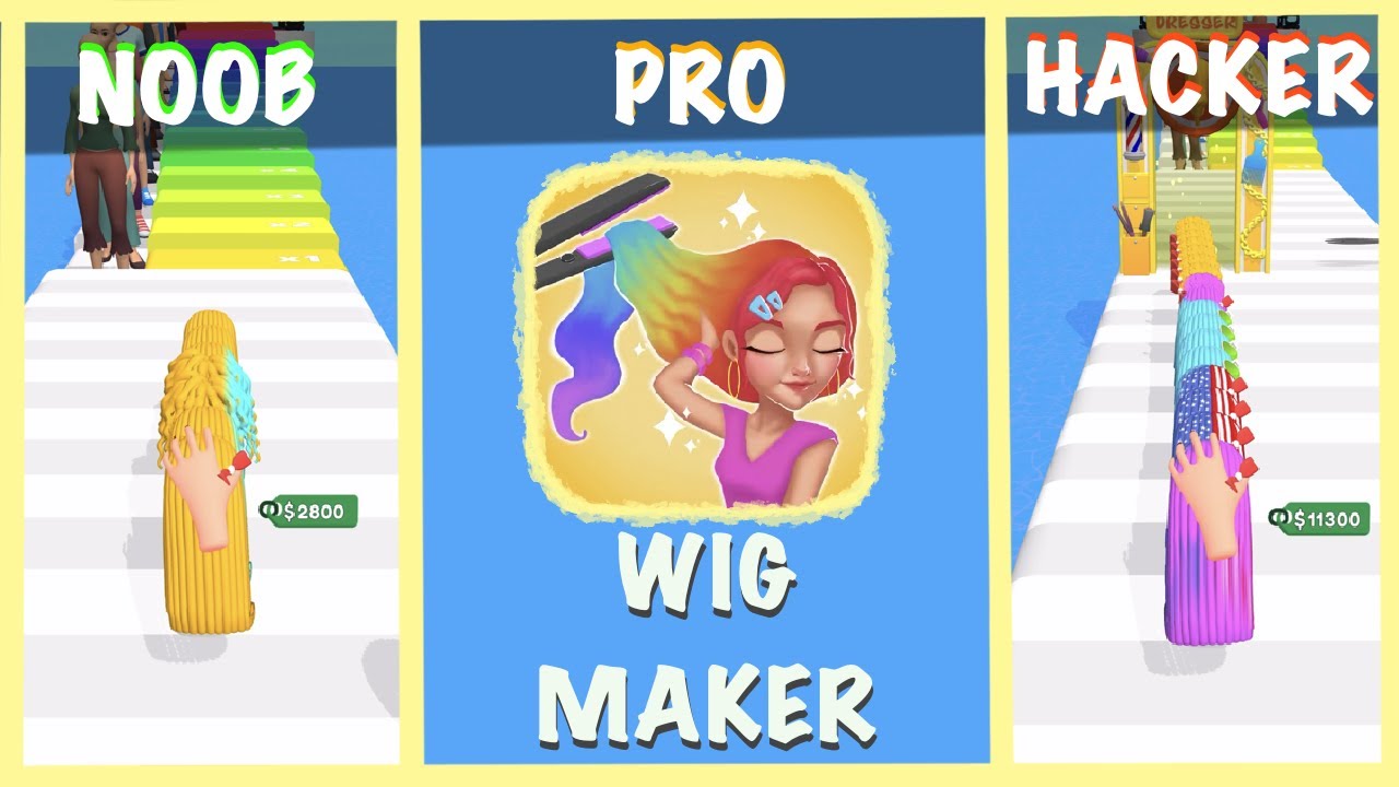 NOOB vs PRO vs HACKER in Wig Maker