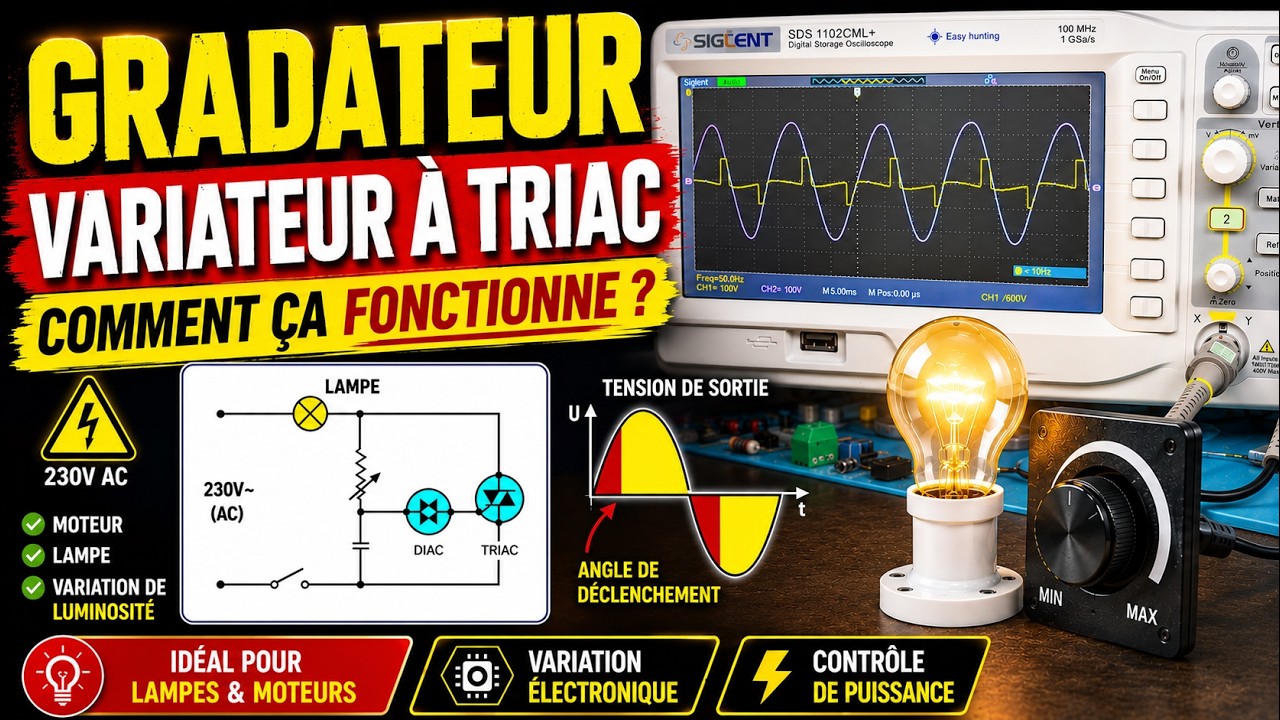 Gradateur variateur à triac diac électronique moteur lampe | electronic triac dimmer